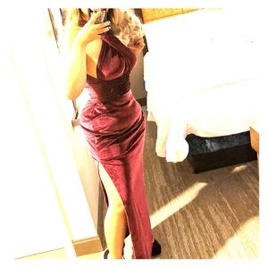 Sexy Red Velvet Maxi / Backless Dress